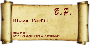 Blaser Pamfil névjegykártya